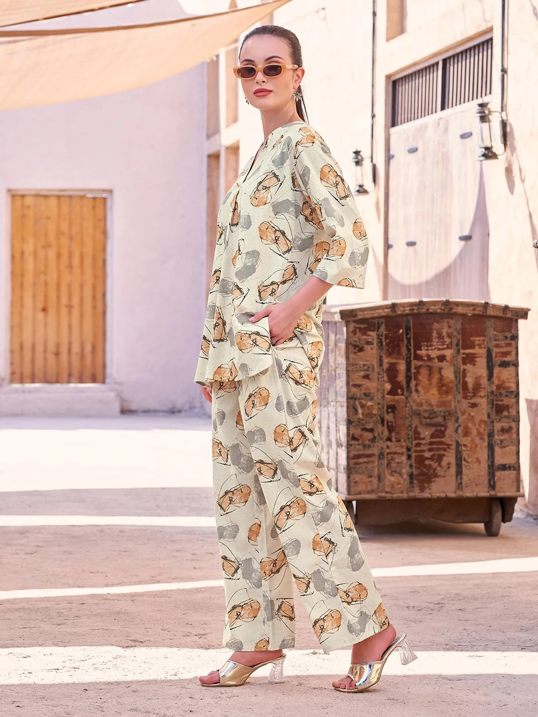 Mustard cotton co ord set online India 