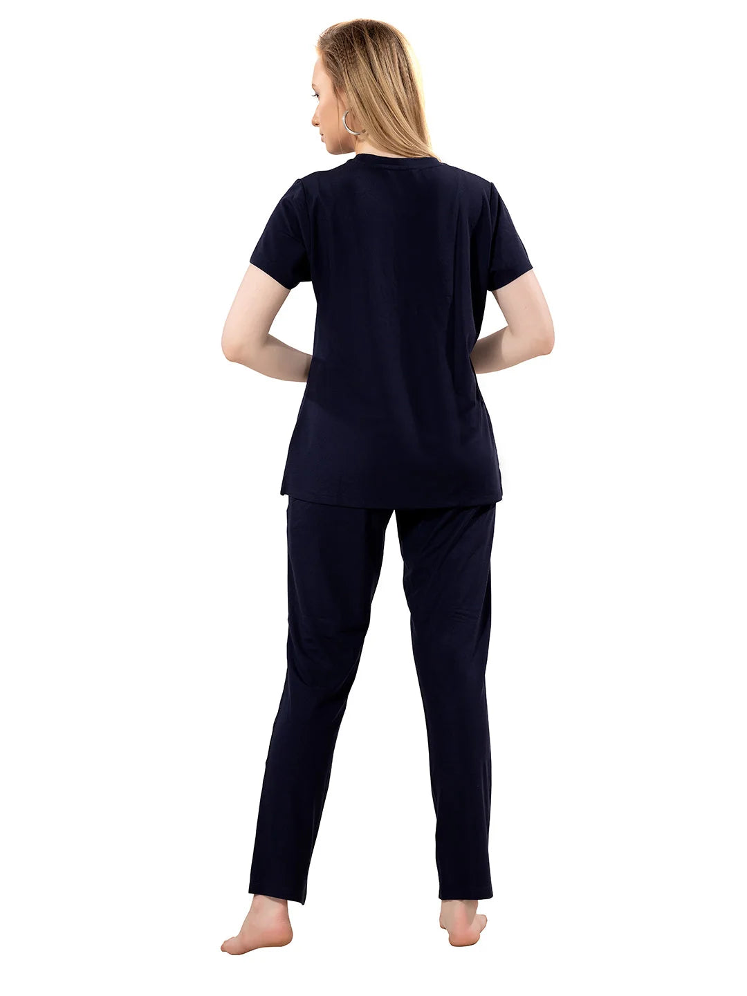 Navy Blue pajama t-Shirt night dress for girls back view