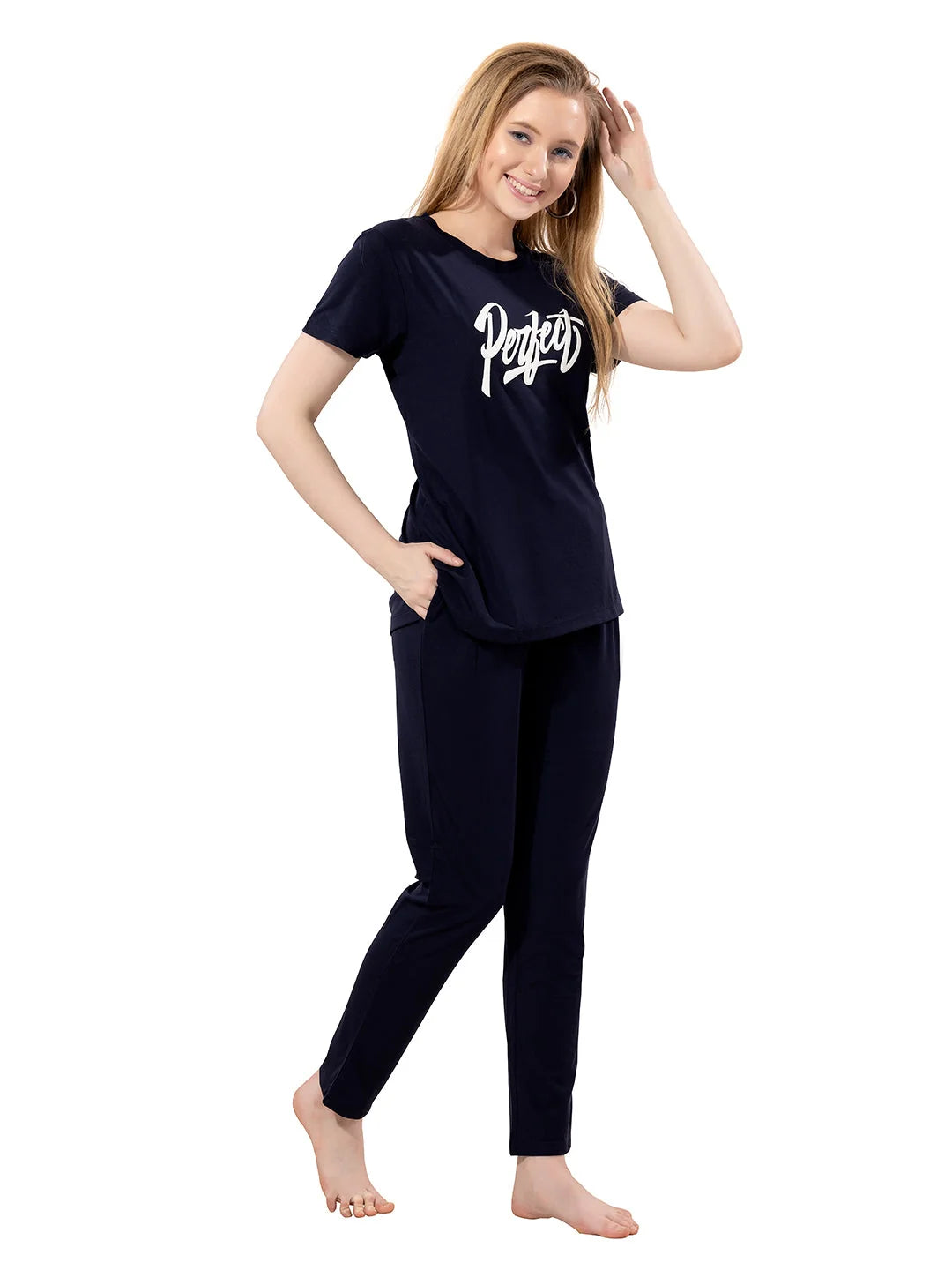 Navy Blue pajama t-Shirt night dress for girls india