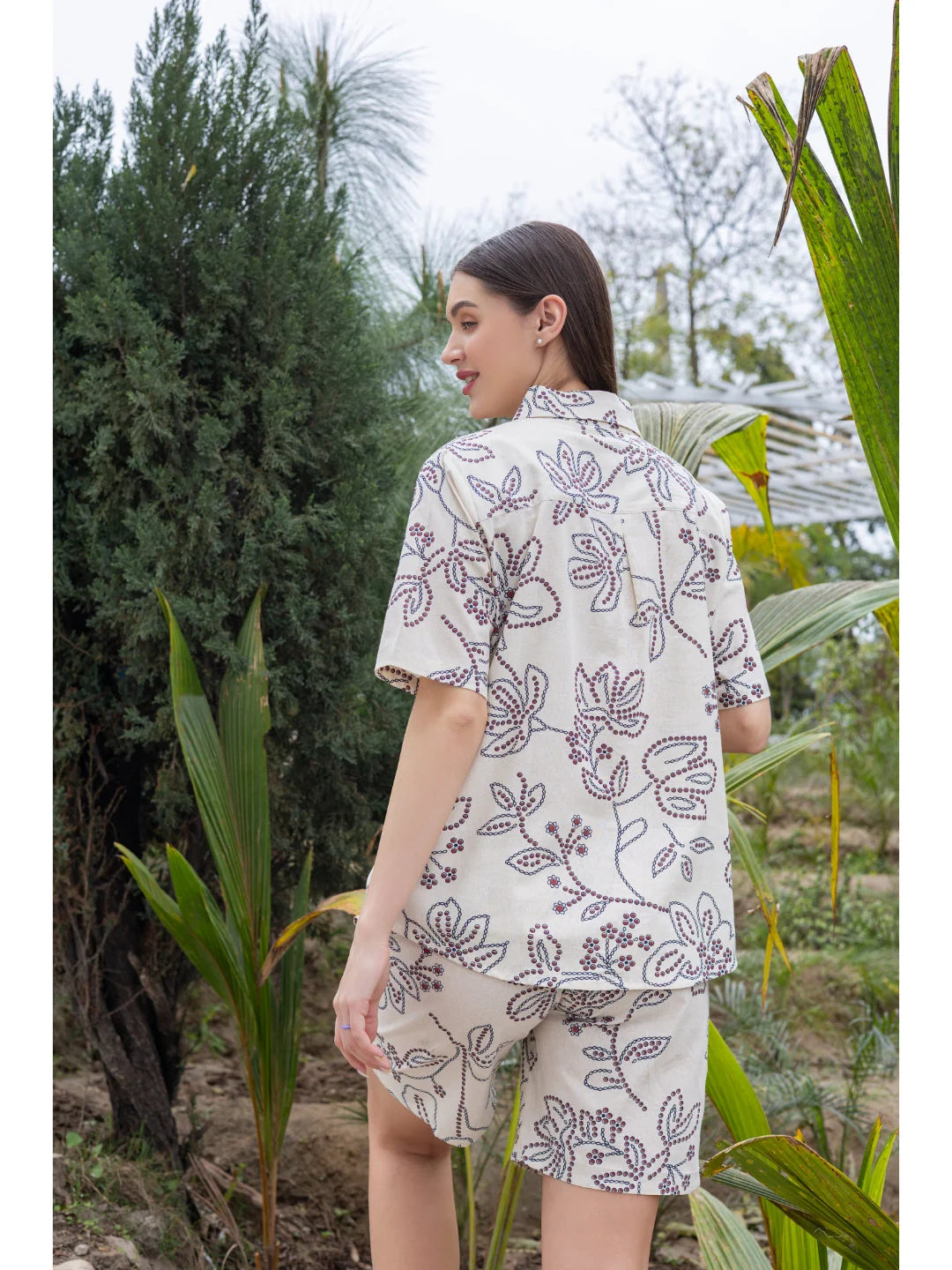 Navy Blue shorts co ord set back view 