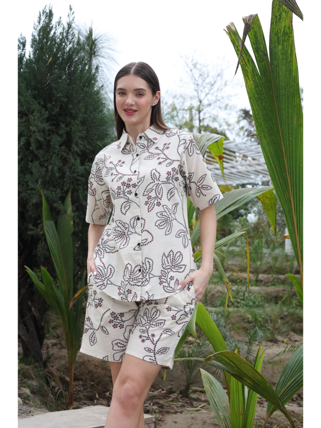 Navy Blue shorts co ord set front view 