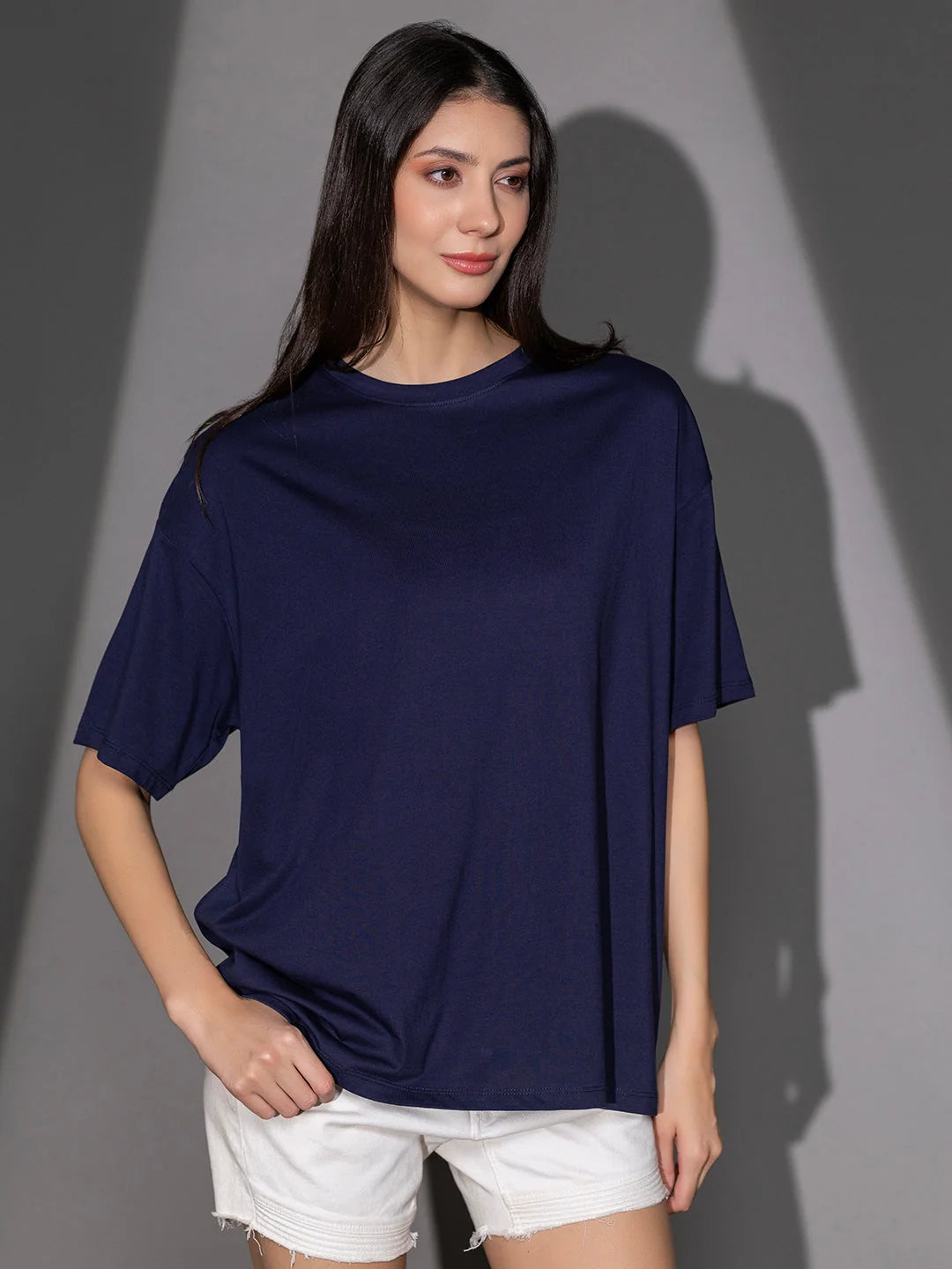 Navy Oversized relaxed t shirt for women online India