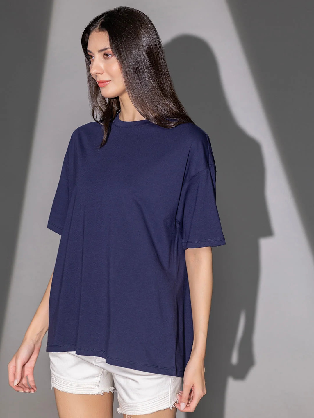 Navy Oversized relaxed t shirt for women online India Tittli