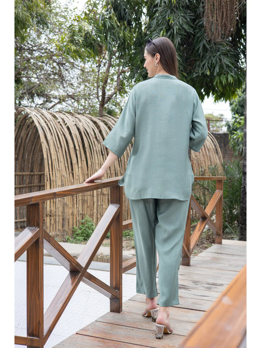 Olive Casual Co Ord Set Dresses back view 