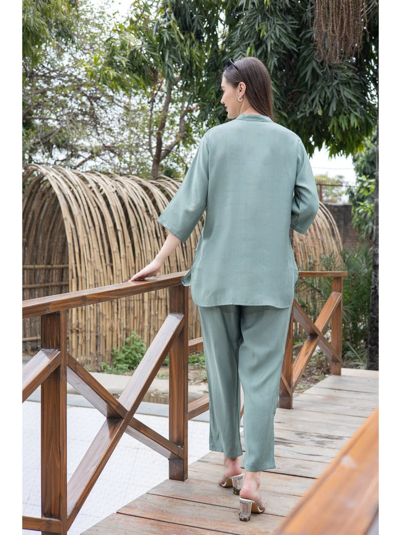 Olive Casual Co Ord Set Dresses back view 