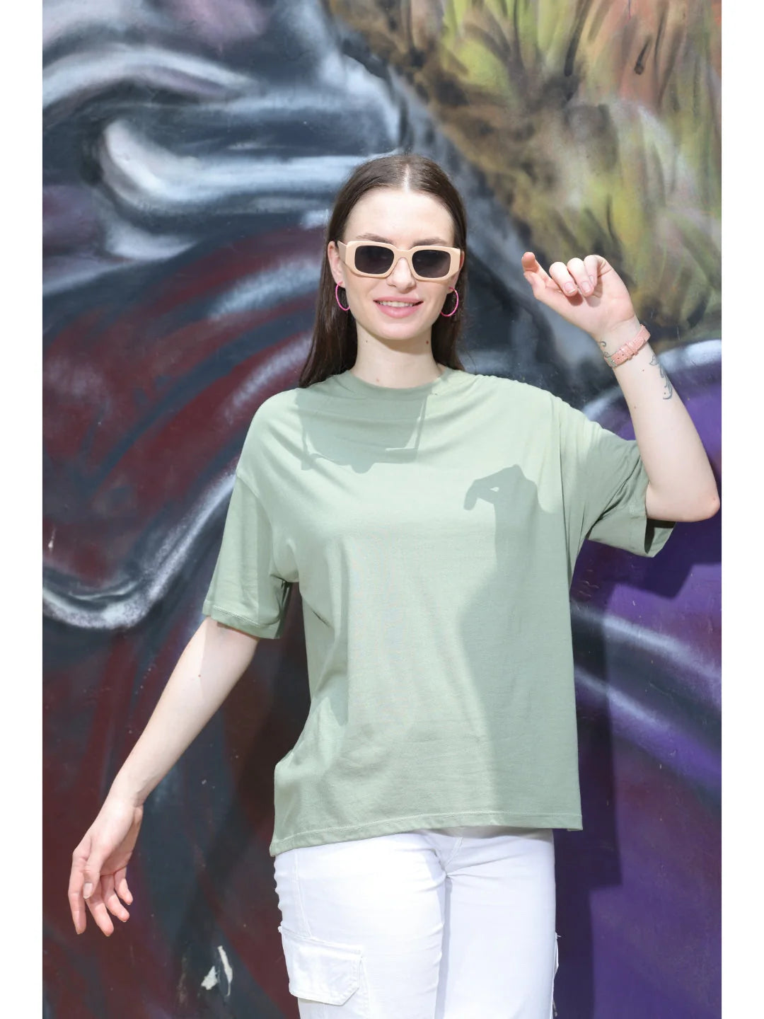 Olive Oversized t shirt for women comfy wear 