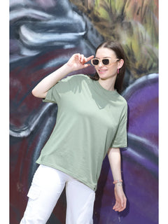 Oversized Cotton T-Shirt For Women (Olive)