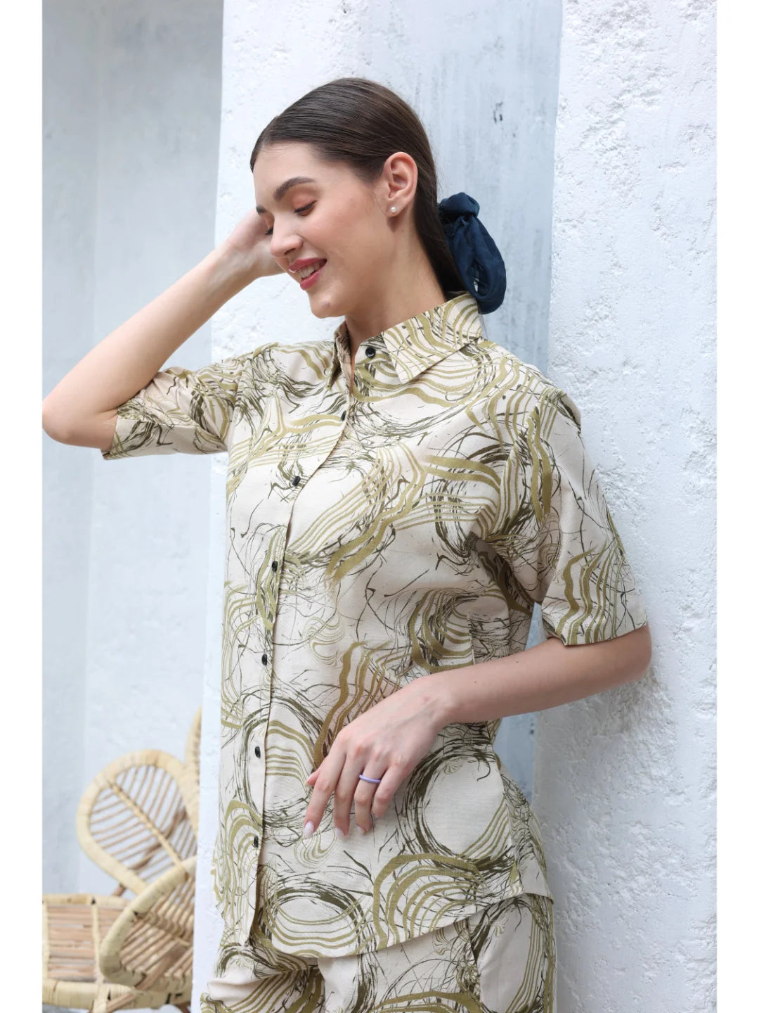 Olive cotton night suit for women online 