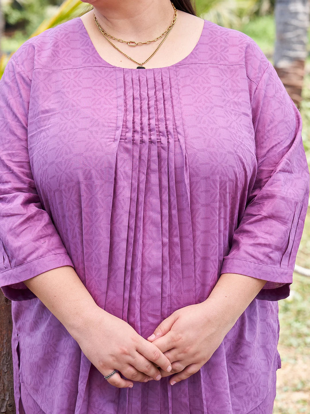 Onion Plus Size Pintuck Co ord Set for Women closer view