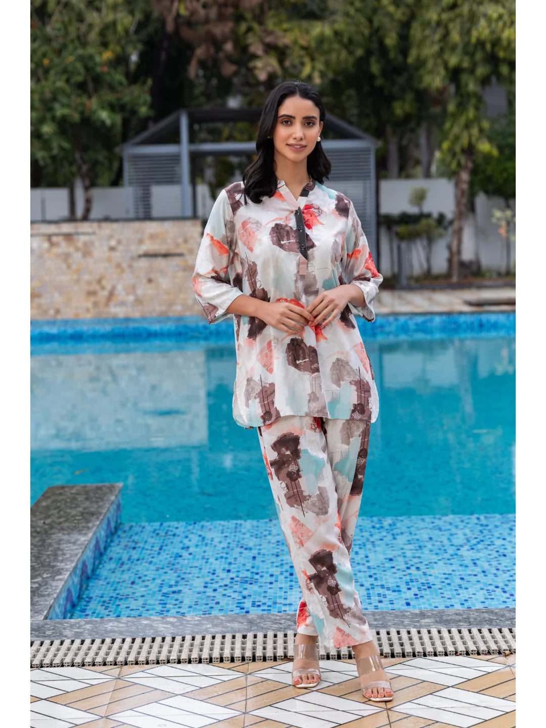 Orange co ord dress set online 