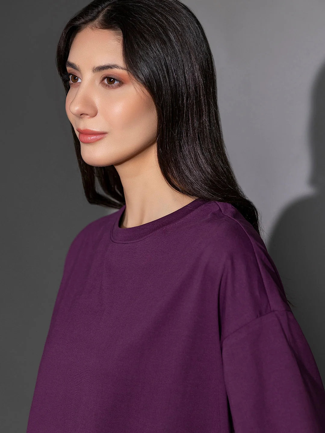 P. Wine  casual Oversized t shirt for women online India closer view