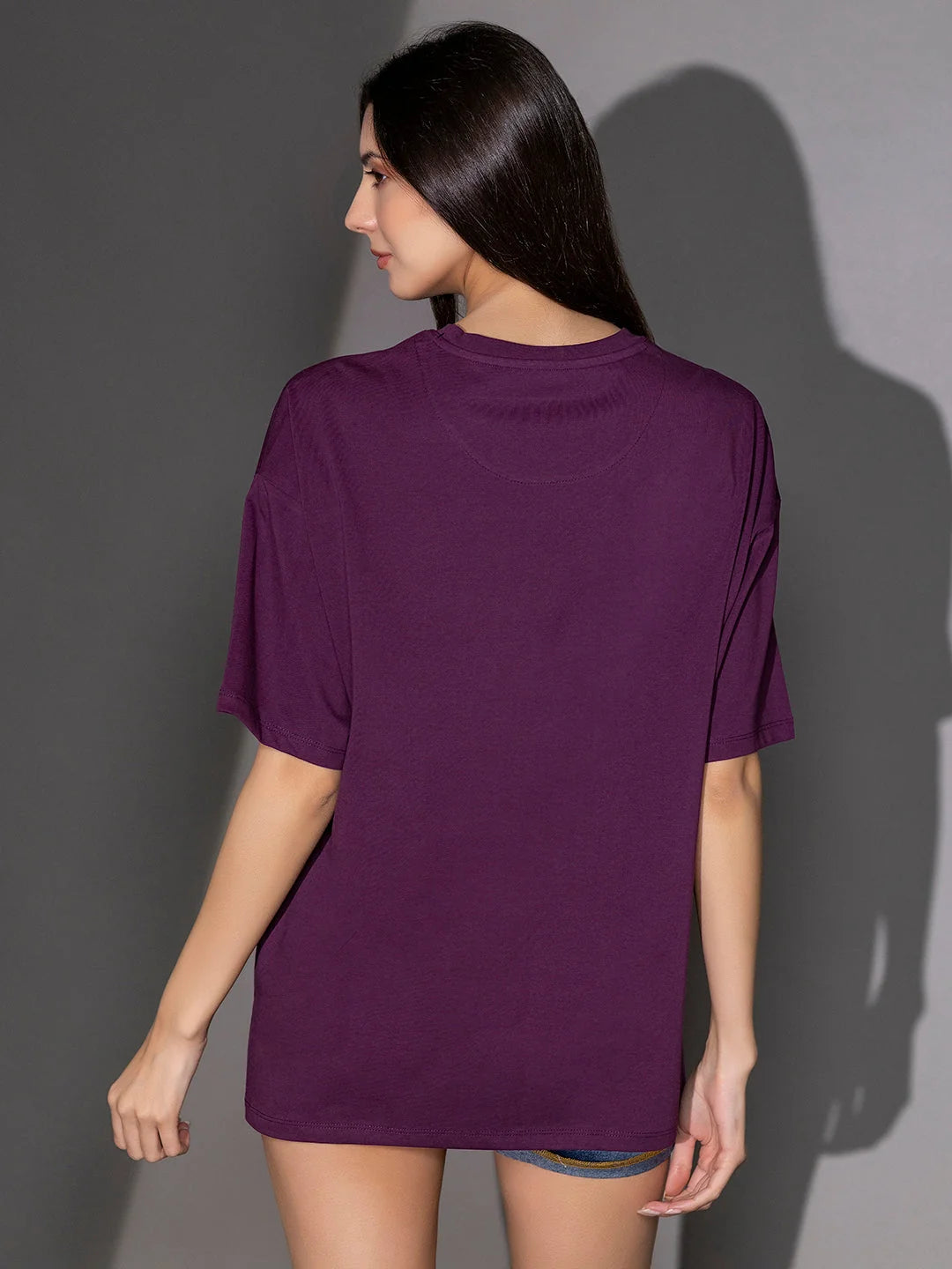 P. Wine  casual Oversized t shirt for women online back view