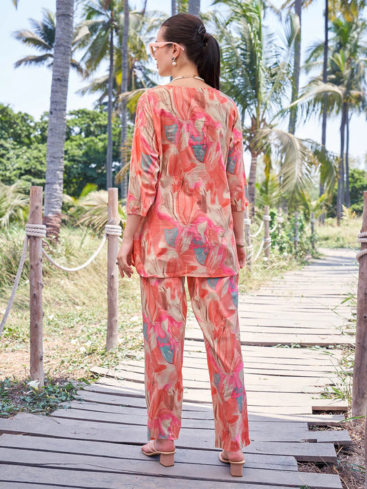 Peach Relaxed Co Ord Sets back view 