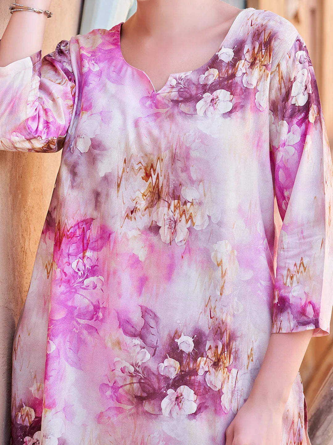 Pink Floral Casual Co Ord Sets closer look 