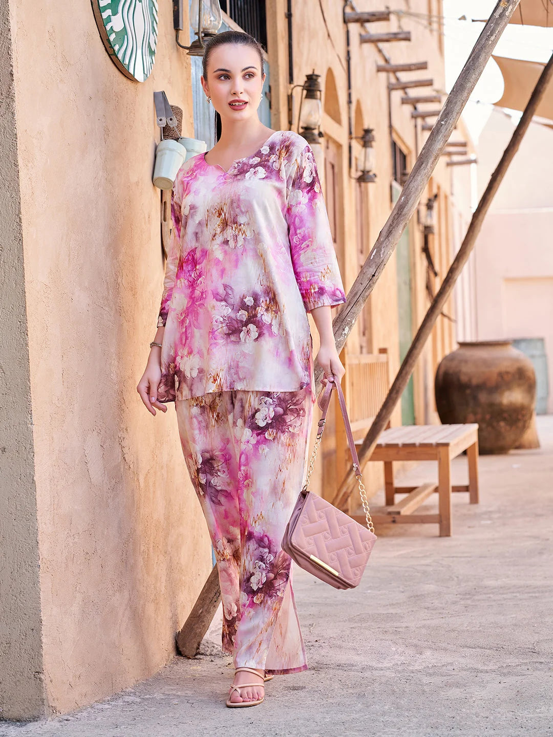 Pink Floral Casual Co Ord Sets online India Tittli 