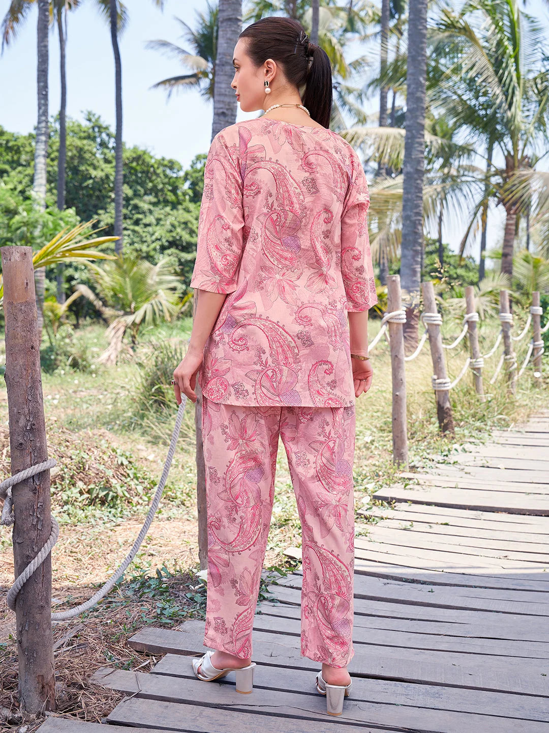 Pink Relaxed Co Ord Sets back view 