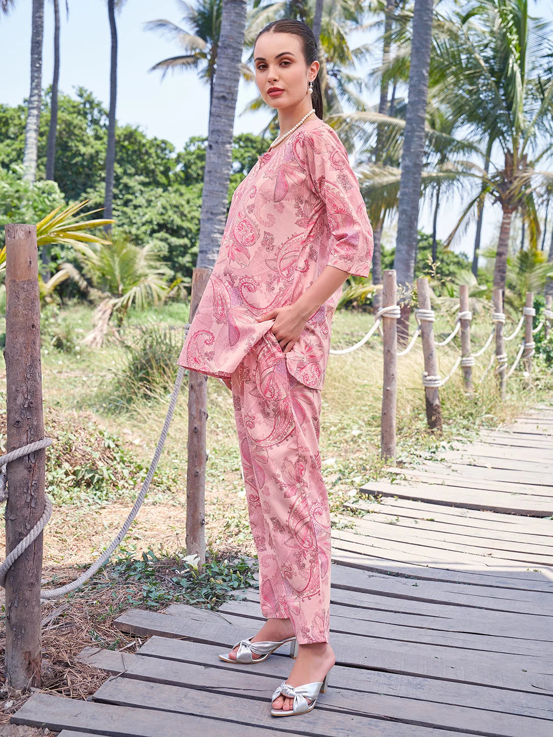 Pink Relaxed Co Ord Sets side view 