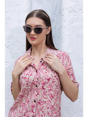 Pink night suit shorts set online