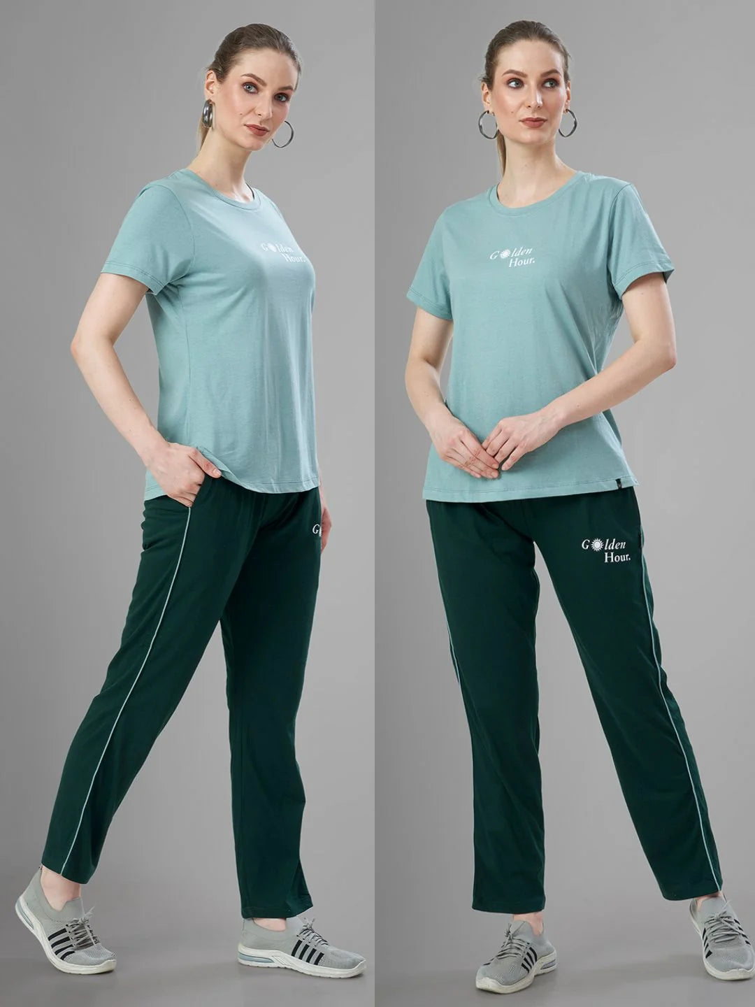 Pista Cotton Short Night Suit for Women side by side view