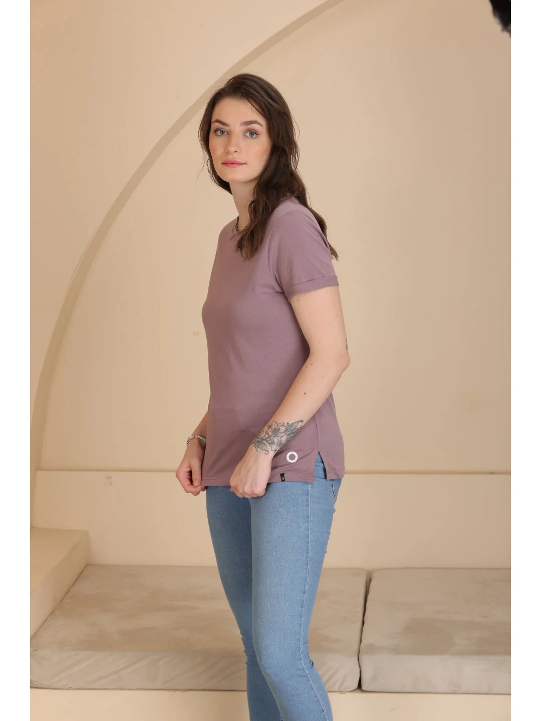 Plain t shirt for women in Bronze left profile 