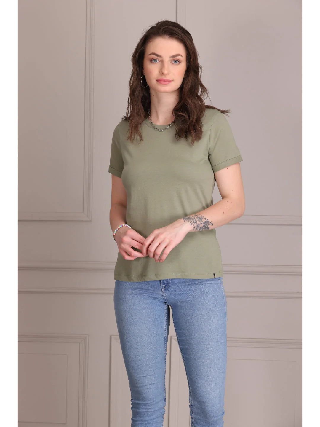 Plain t shirt for women in Olive 