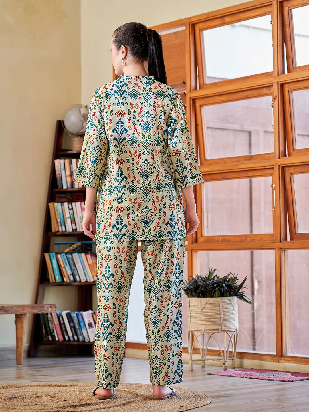 Printed cotton Co Ord Sets Rama online India back view 