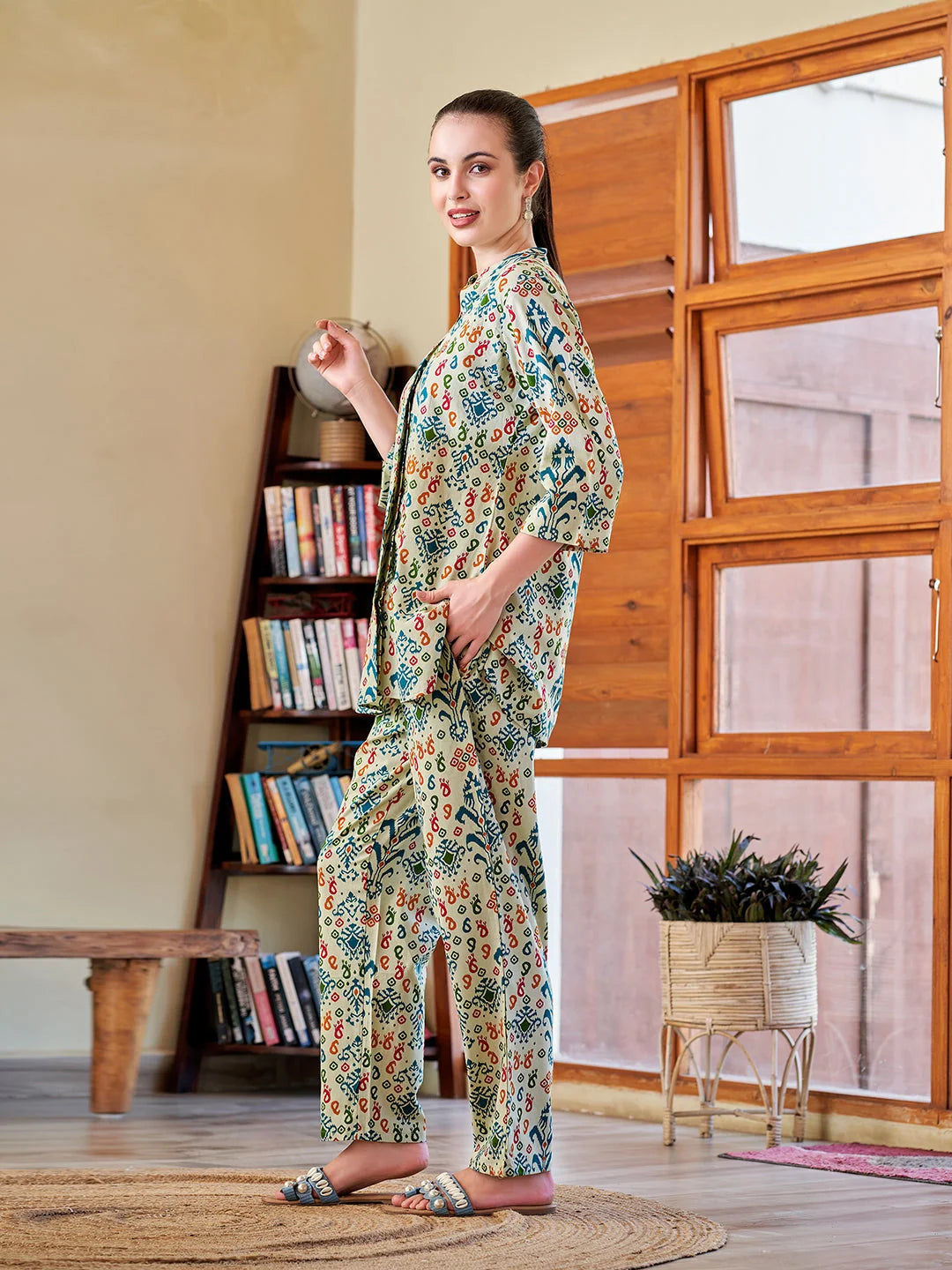 Printed cotton Co Ord Sets Rama online India side view 