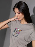 Printed T-Shirts In Gray For Women (Ash BG)