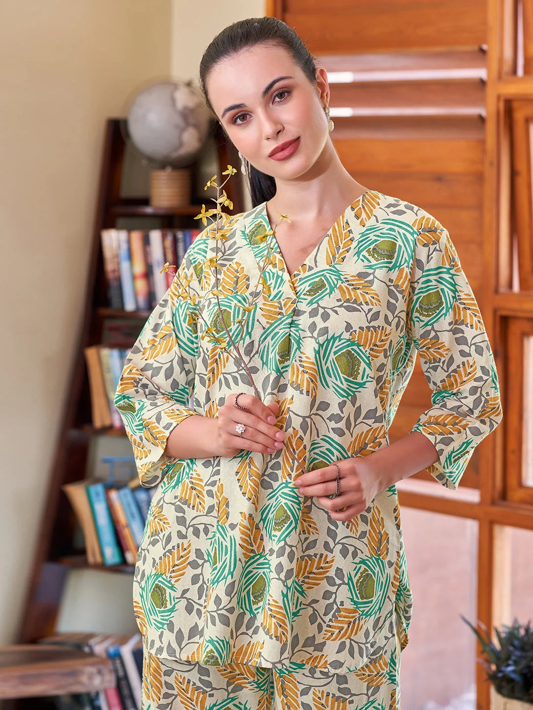 Rama Cotton V neck Co ord set 