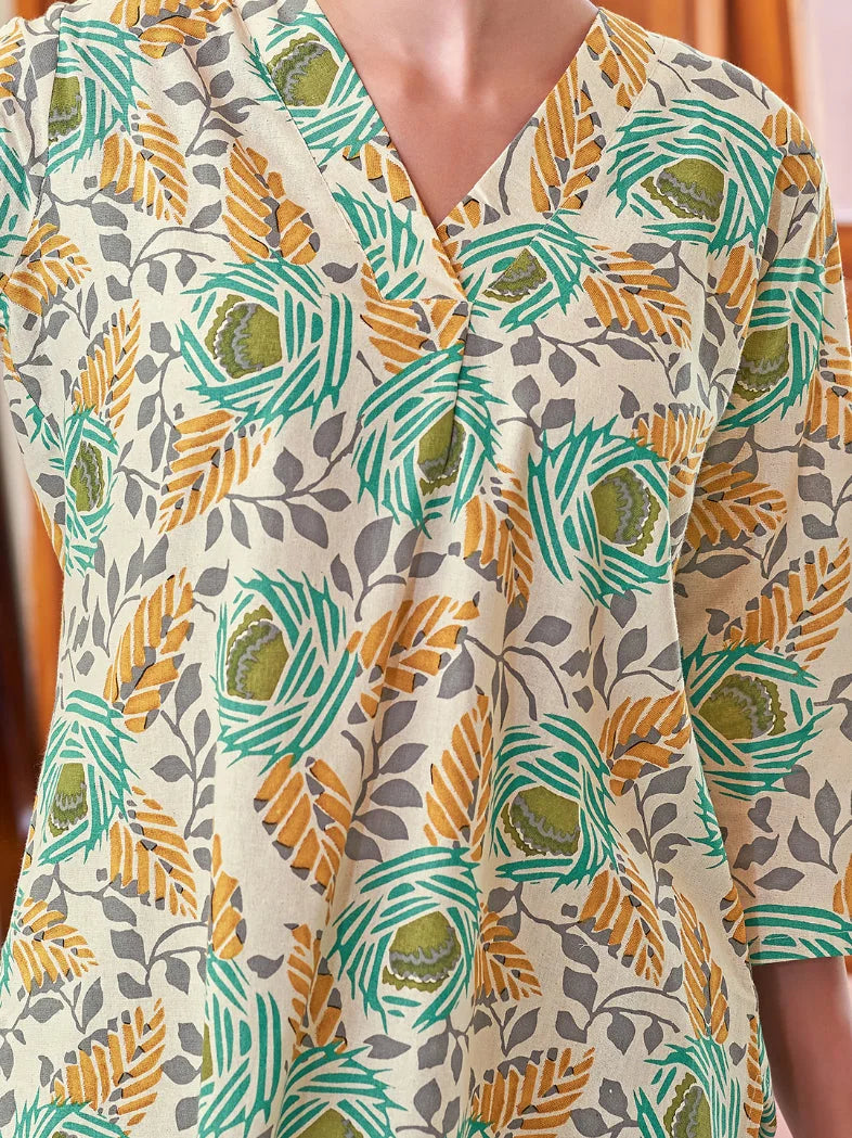 Rama Cotton V neck Co ord set Closer view 