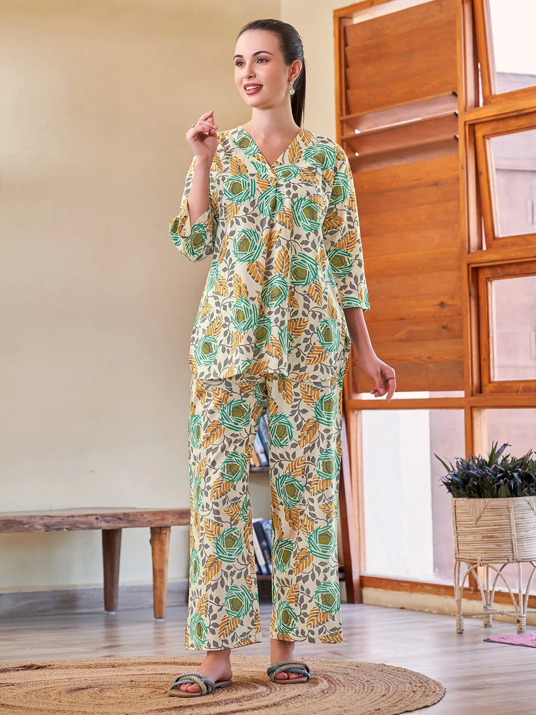 Rama Cotton V neck Co ord set online India 