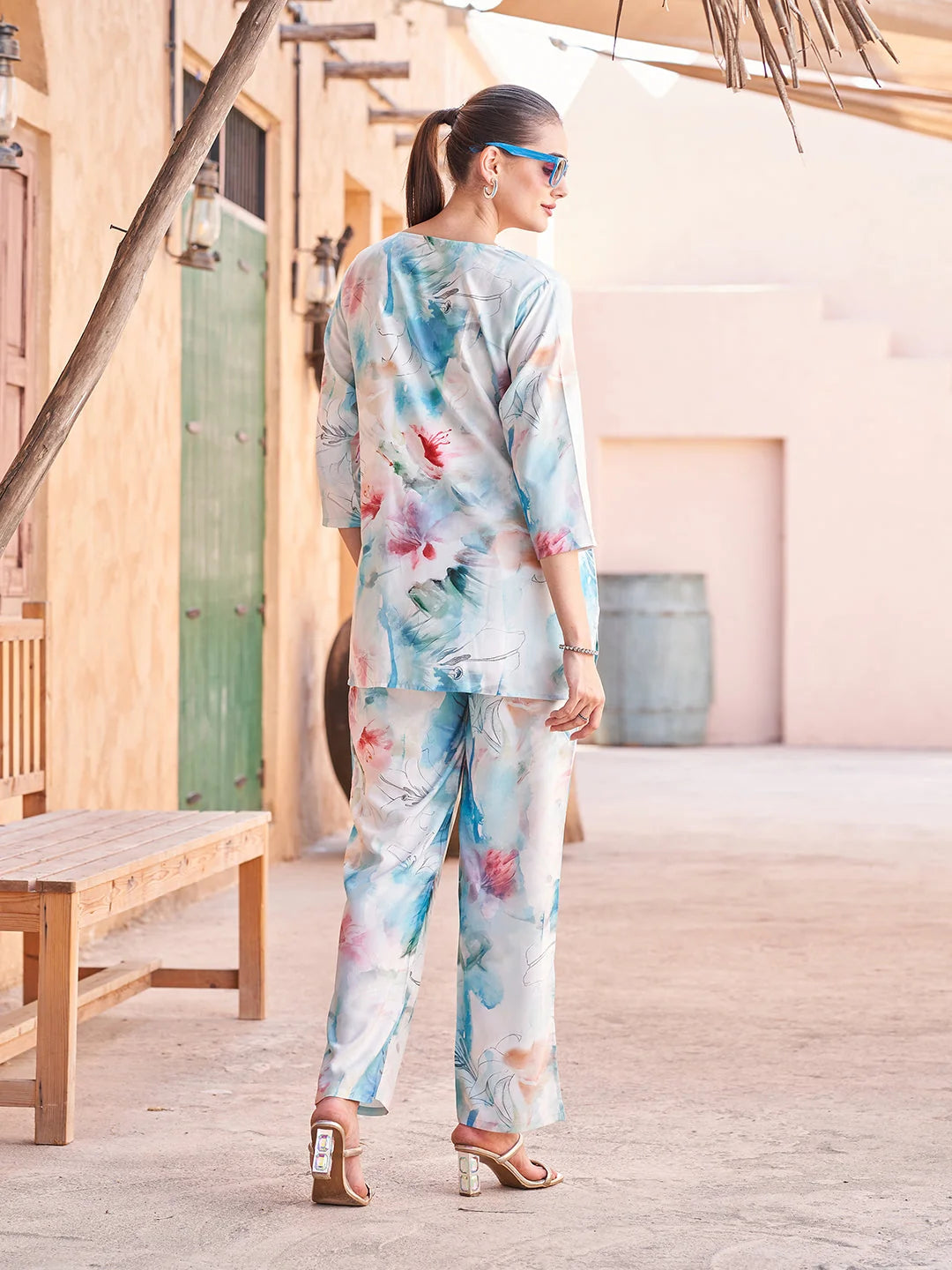 Rama Printed Co Ord Dress Sets for Women back view 