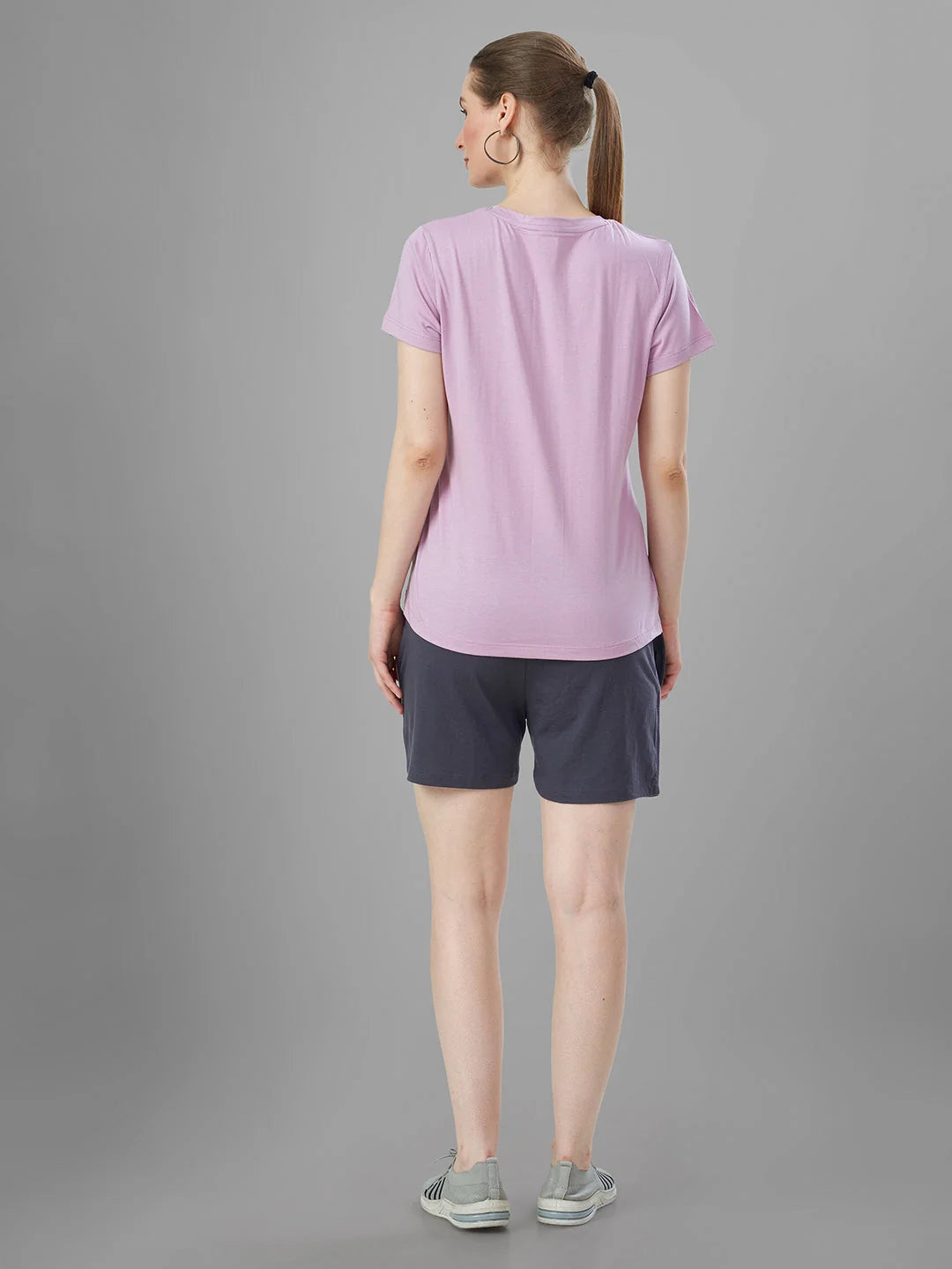 Rose Cotton Short Night Suit for Women Back Side