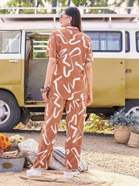 Rust ladies night suit back view