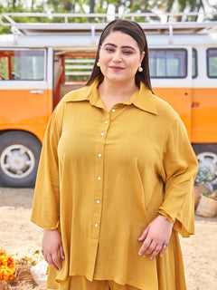 Rayon Tunic And Trouser Co-Ord Set (Mustard)