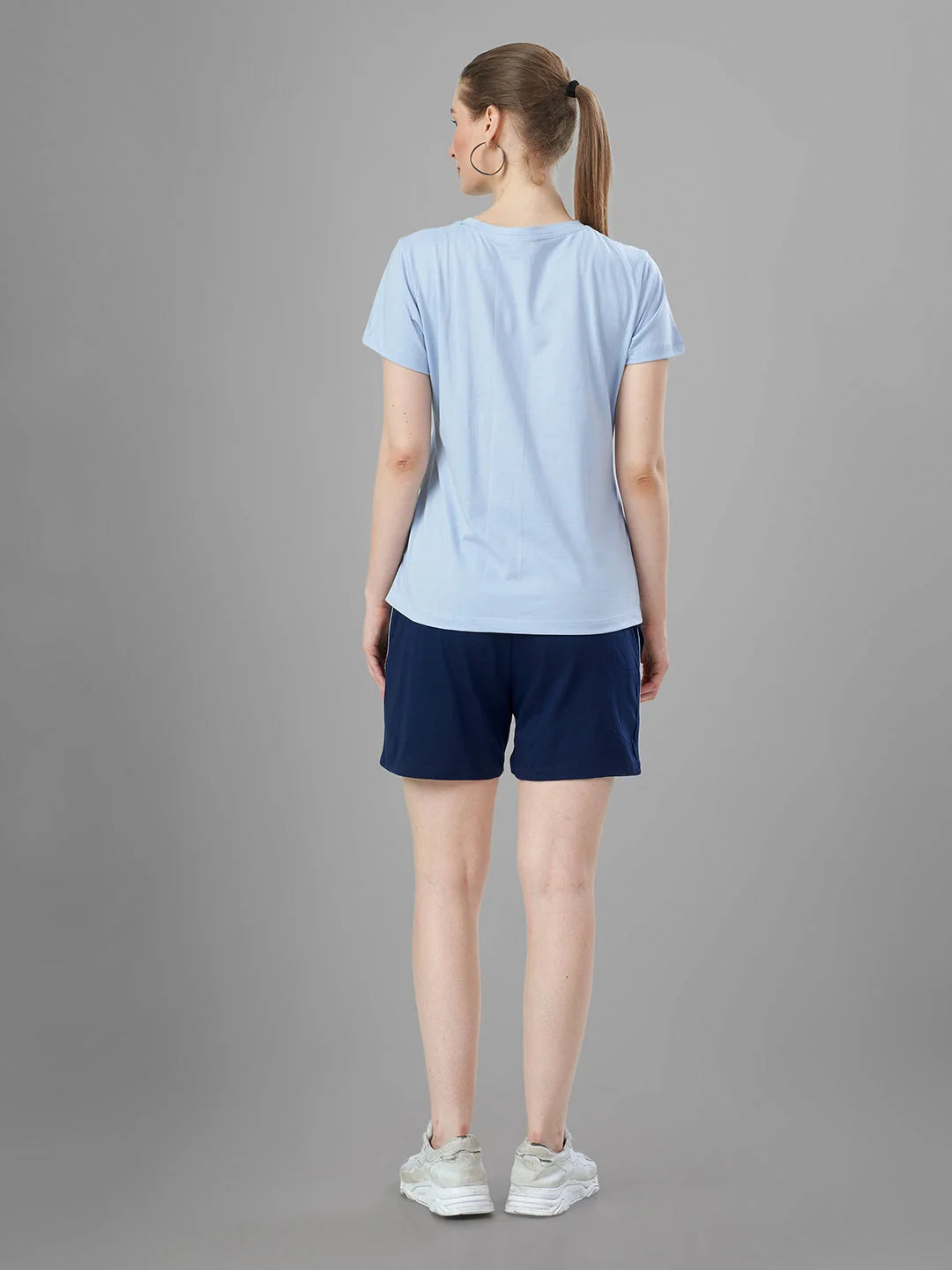 Sky Cotton Short Night Suit for Women Back View