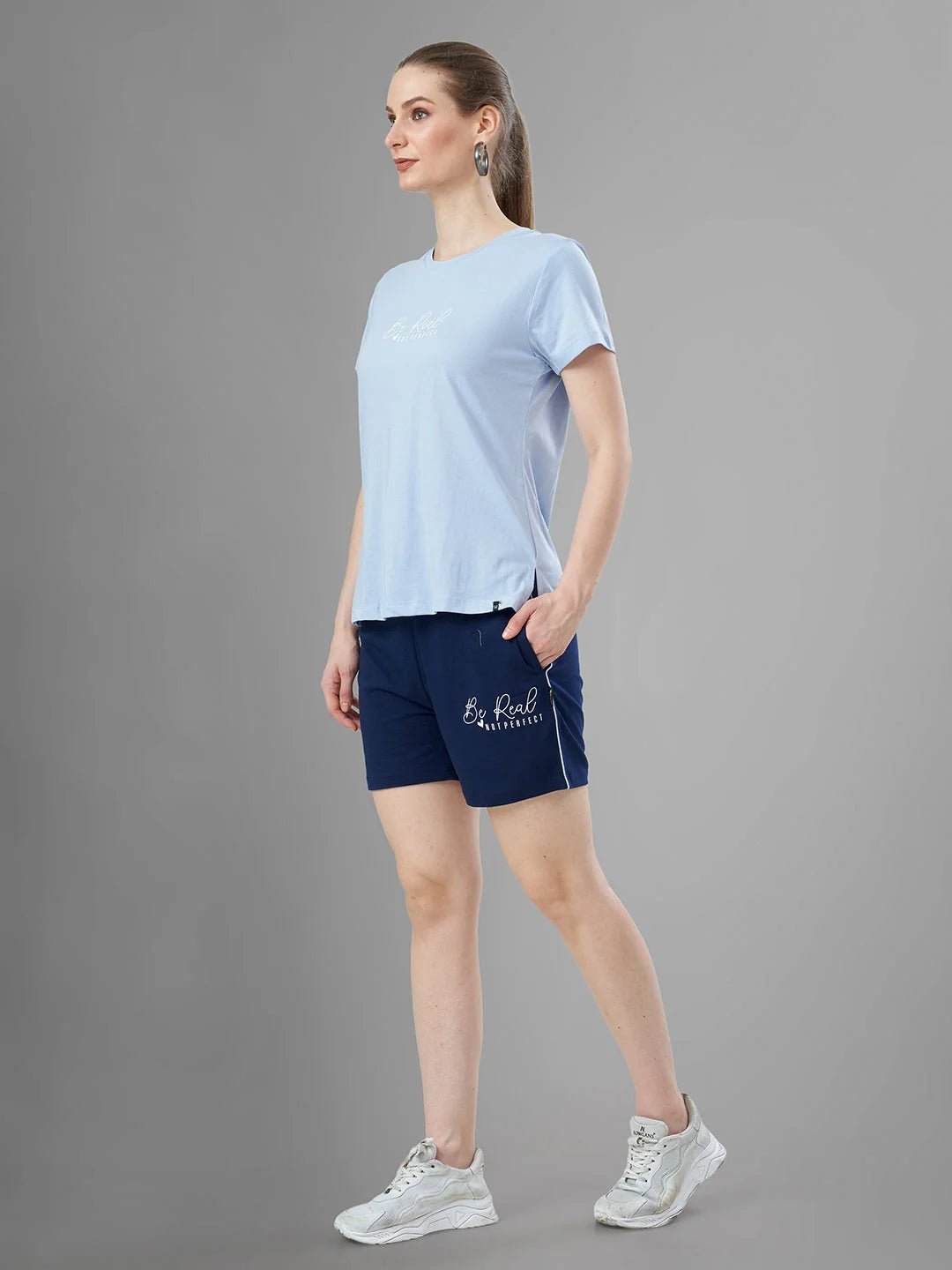 Sky Cotton Short Night Suit for Women Left View