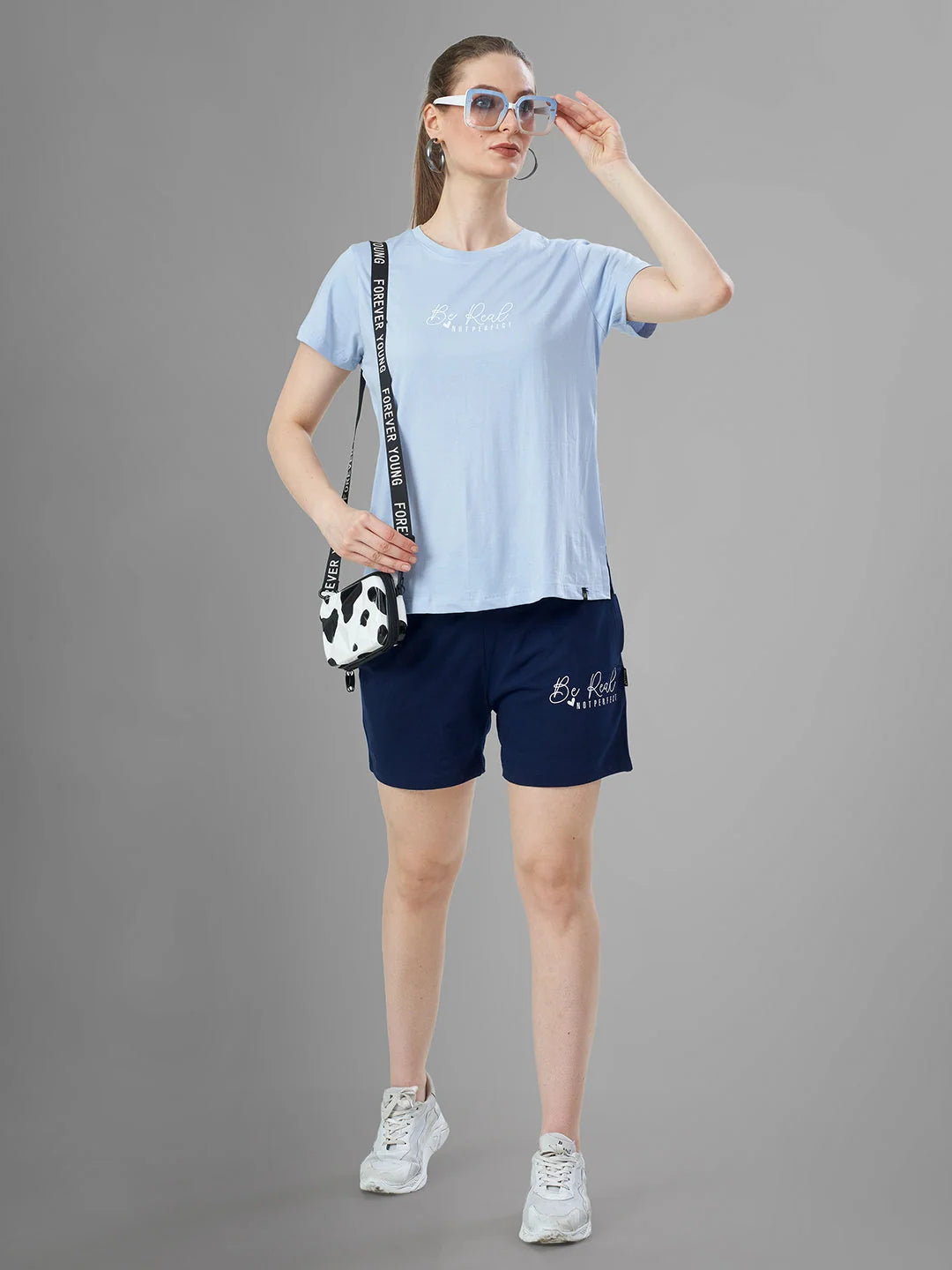 Sky Cotton Short Night Suit for Women Tittli