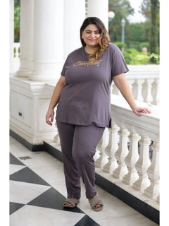 Ultra Comfy Plus Size Night Suit Set (Steel Grey)