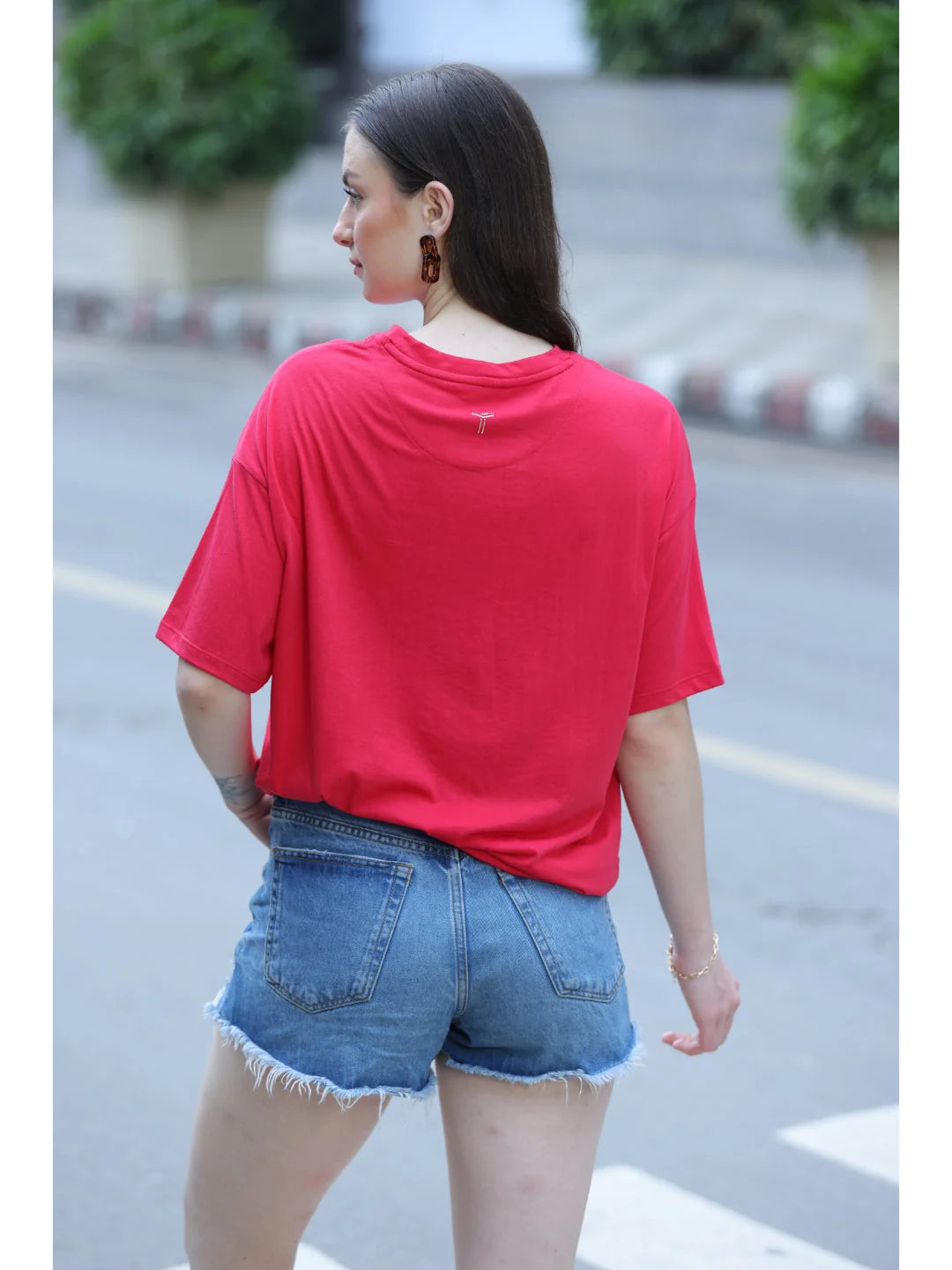 Viva red Oversized t shirt for women cool outfit 