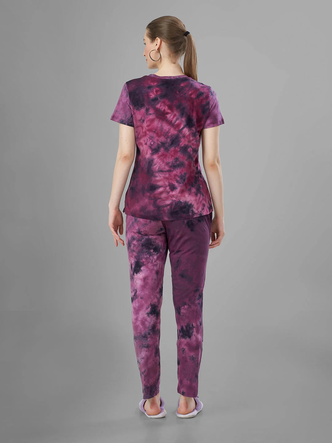 Wine night pajama suits for women back view 