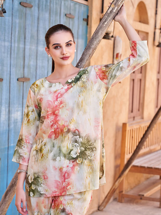Yellow Floral Casual Co Ord Sets 