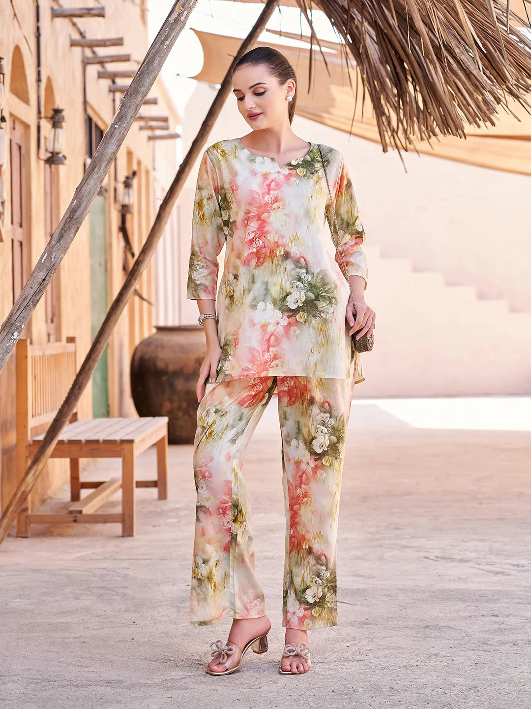 Yellow Floral Casual Co Ord Sets online India Tittli 