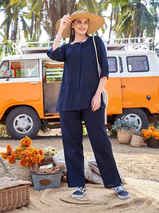 casual co ord set for women in Navy Blue Complete look 