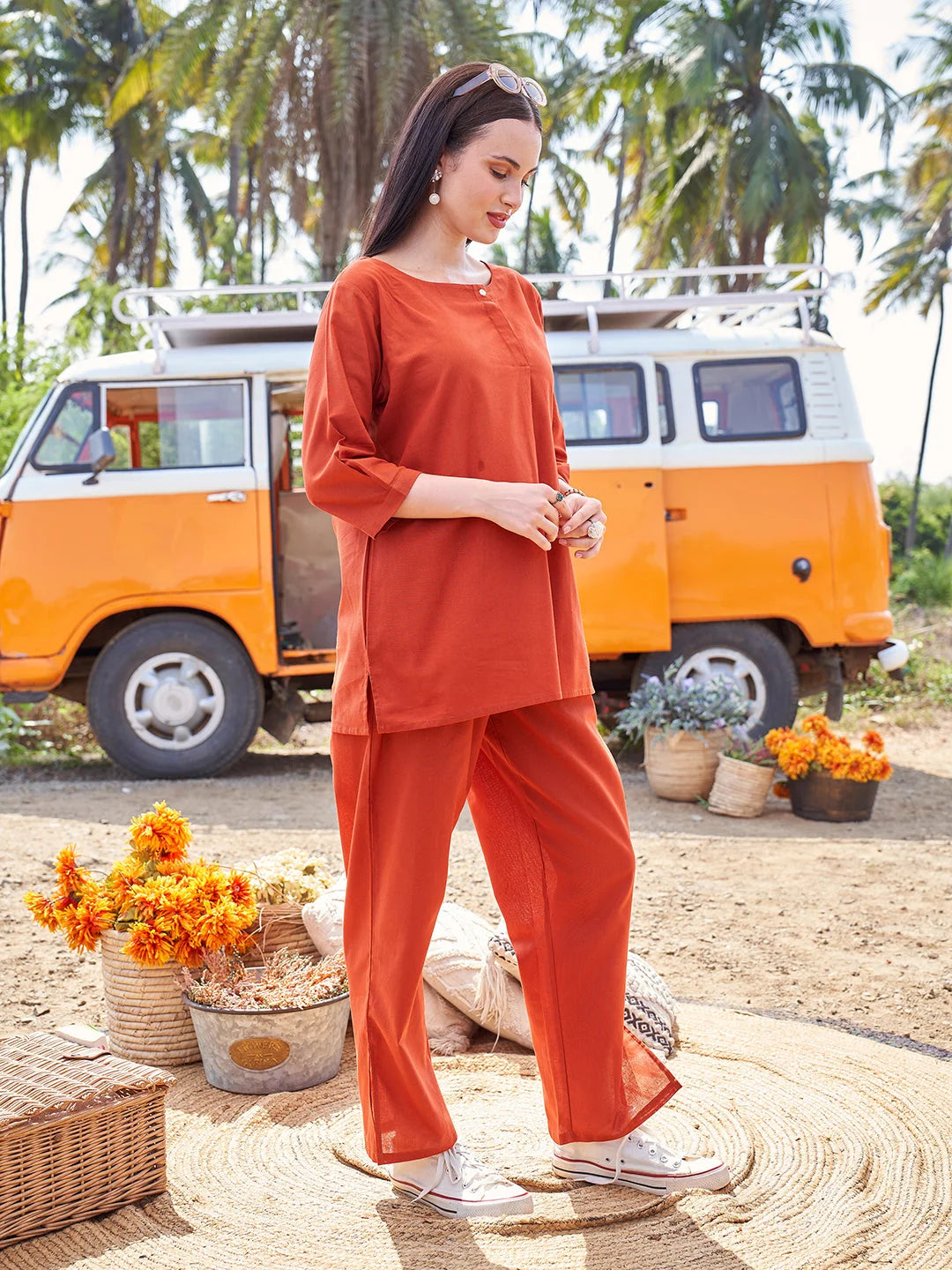 casual co ord set for women in Rust Online Tittli 