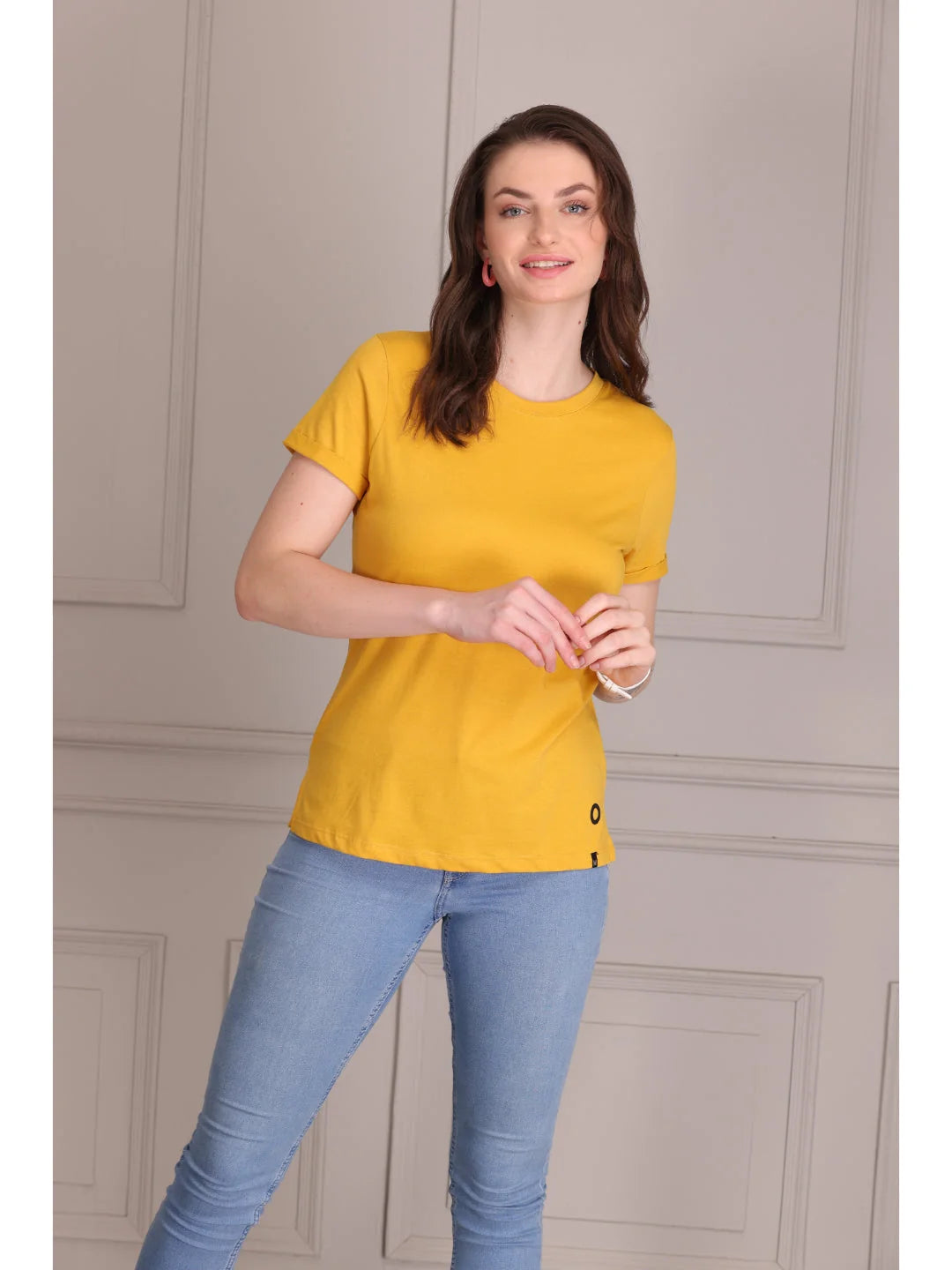 Mustard plain t shirts for women Tittli 