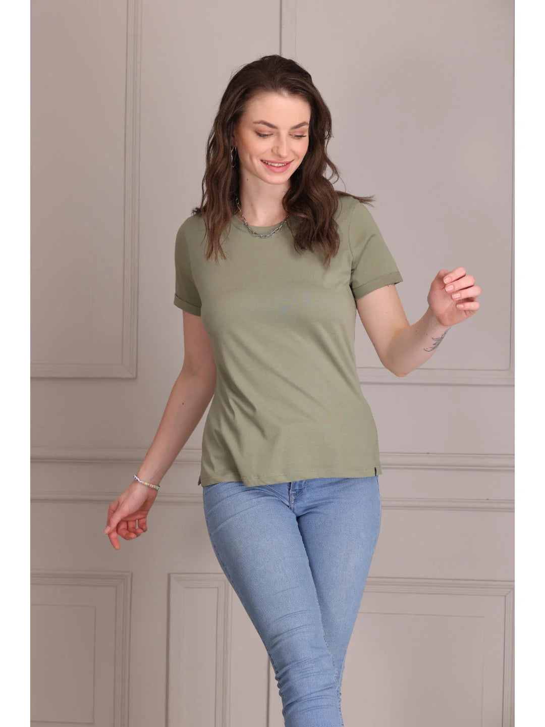 Olive plain t shirts for women 
