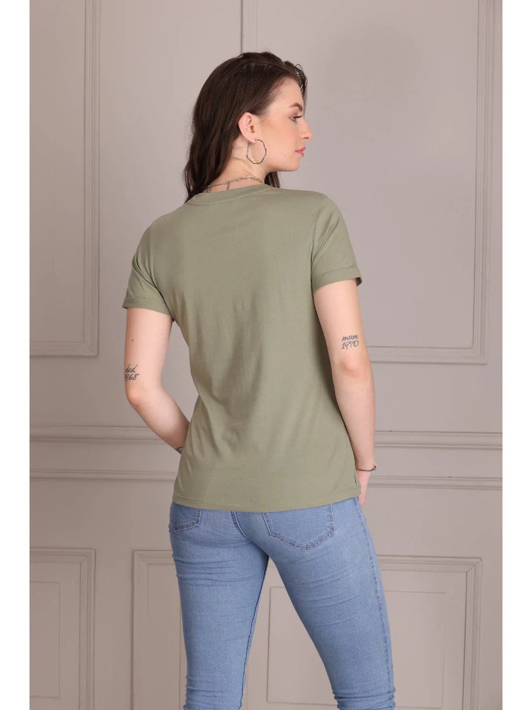 Olive plain t shirts for women online 
