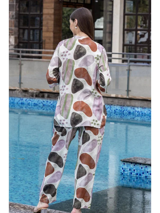 printed co ord set for women in Green back view Tittli 